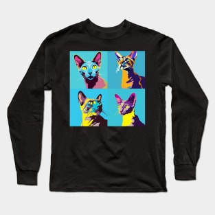 Oriental Short Hair Pop Art - Cat Lover Gift Long Sleeve T-Shirt